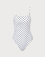 The White Polka Dot Backless One-Piece Swimsuit