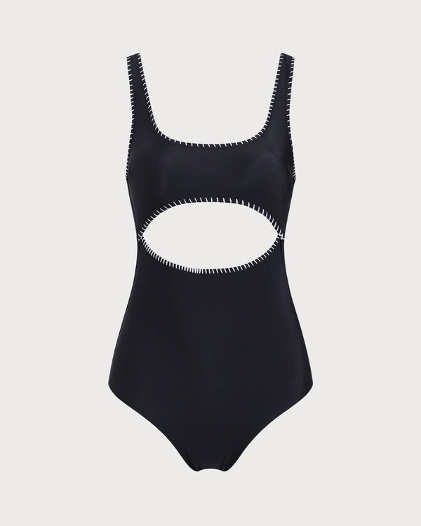 Black Cut Out One-Piece Swimsuit