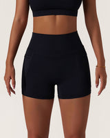 Black Pocket High Waisted Yoga Shorts