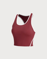 Red Scoop Neck Yoga Tank Top - Light Support