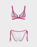 Pink Contrast Drawstring Bikini Set