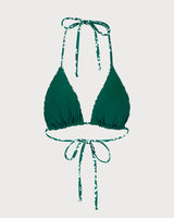The Green Reversible Floral Triangle Bikini Top