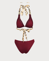 Burgundy Contrast Crochet Bikini Set