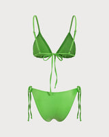 Green Ruched Knot Bikini Set