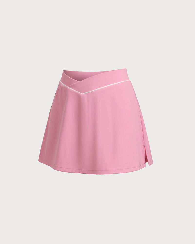 Pink High Stretch A-Line Yoga Skirt