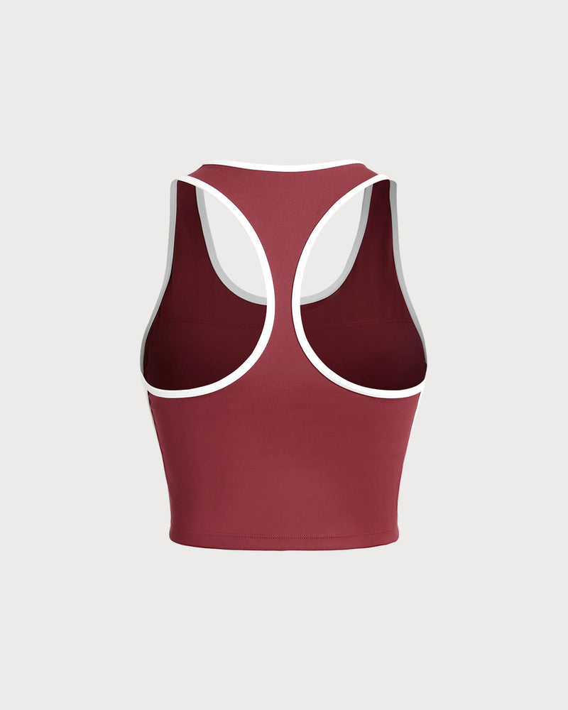 Red Scoop Neck Yoga Tank Top - Light Support
