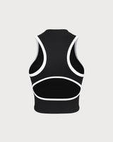 Black Round Neck Zipper Yoga Tank Top - Light Support
