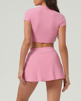 Pink High Stretch A-Line Yoga Skirt