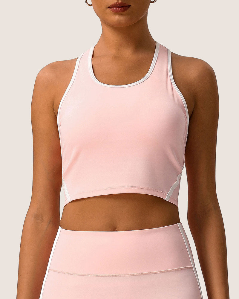 Pink Scoop Neck Yoga Tank Top - Light Support