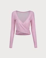 Pink Surplice Long Sleeve Cover-up - Light Support
