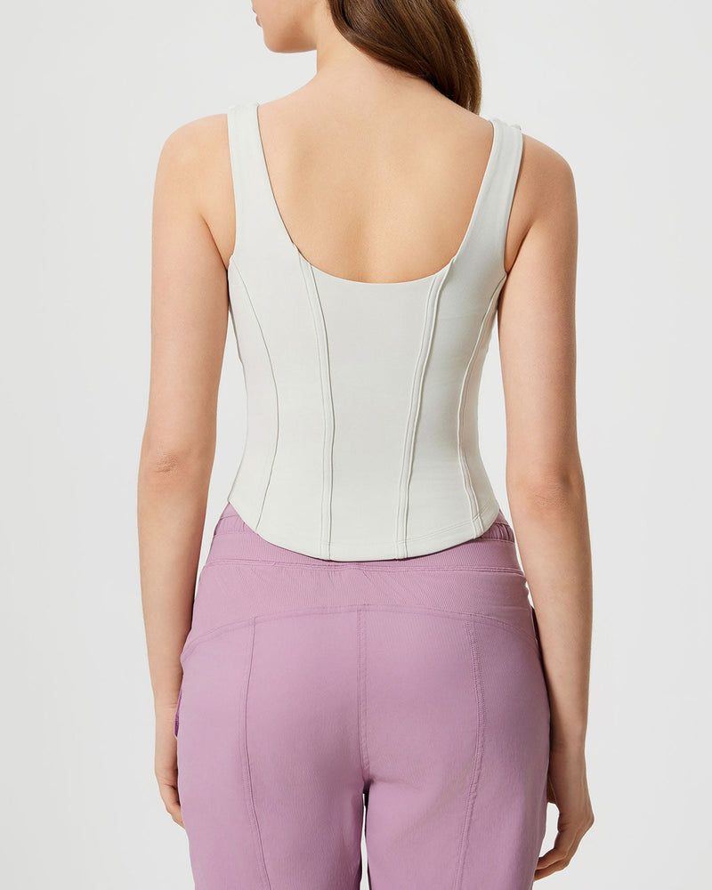 White Scoop Neck Yoga Tank Top
