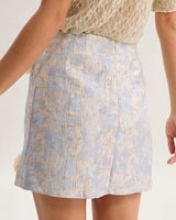 Blue Floral Textured A-Line Mini Skirt