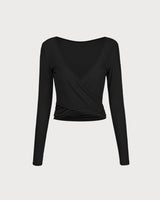 Black Surplice Long Sleeve Cover-up - Light Support