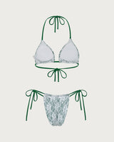 Green Floral Lace Bikini Set