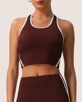 Brown Scoop Neck Yoga Tank Top - Light Support