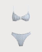 Green Textured Wave Edge Bikini Set