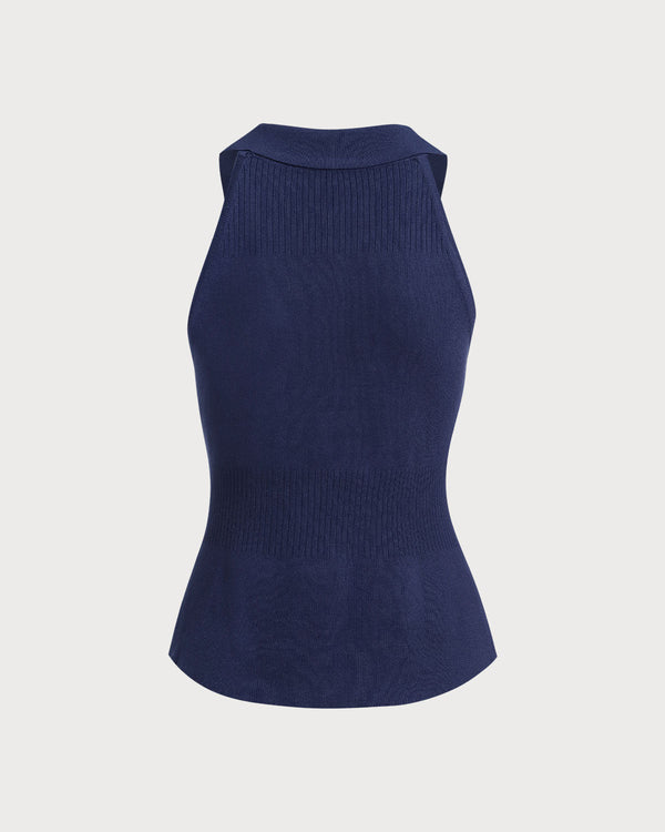 Blue Button Knit Tank Top