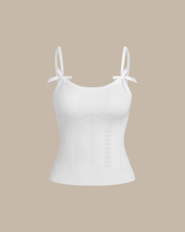 Bettydress - White Bowknot Cami Top