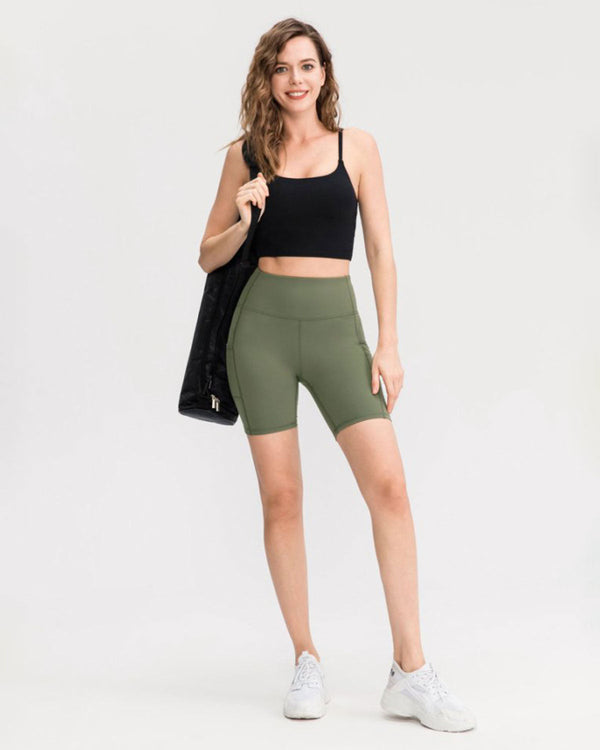 Green High Waisted Quick-drying Yoga Shorts
