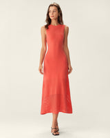 Red Bodycon Tie-Back Midi Dress