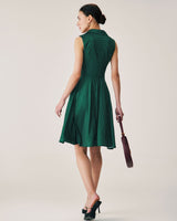 Green Polka Dot Sleeveless Midi Dress
