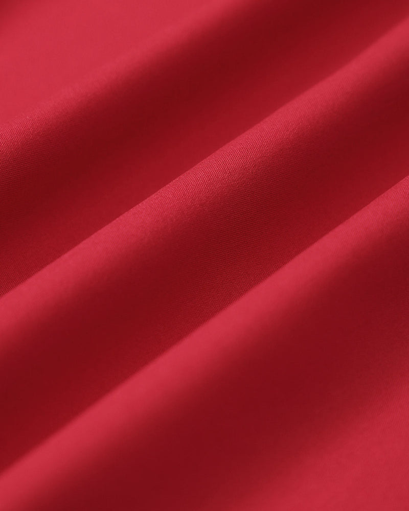 Red Ruched Halter Midi Dress