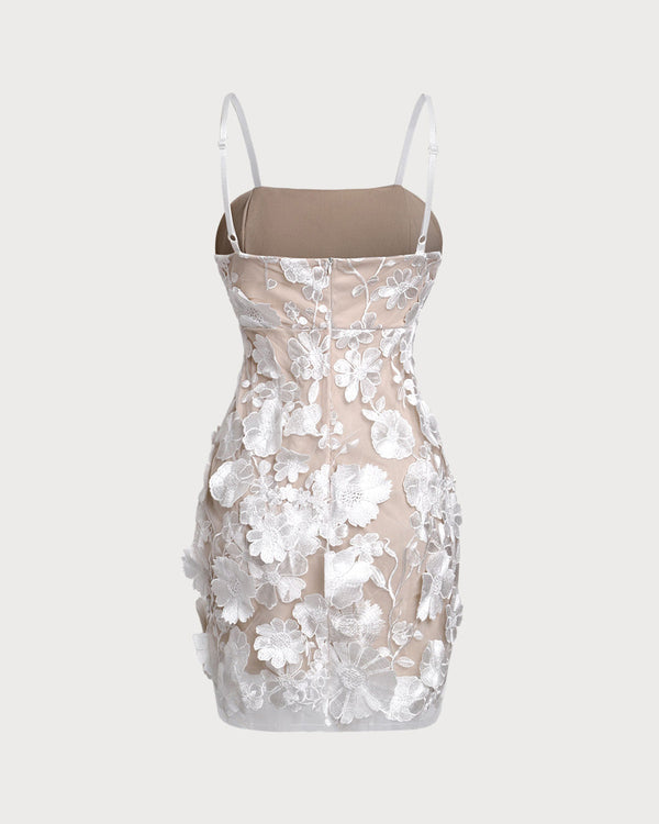 White Floral Bodycon Slip Mini Dress
