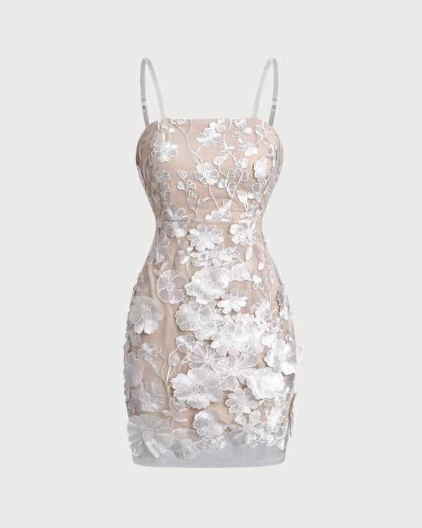 White Floral Bodycon Slip Mini Dress