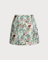 Floral High Waisted A-Line Mini Skirt