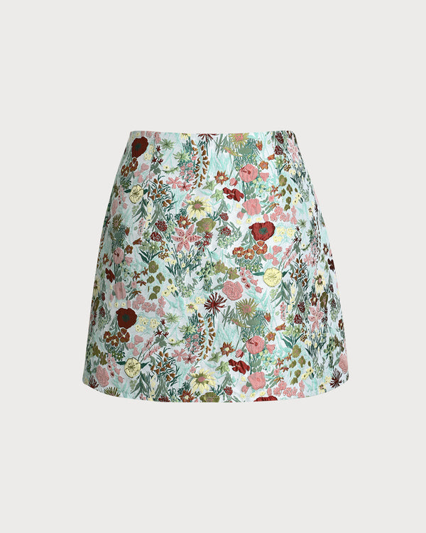 Floral High Waisted A-Line Mini Skirt
