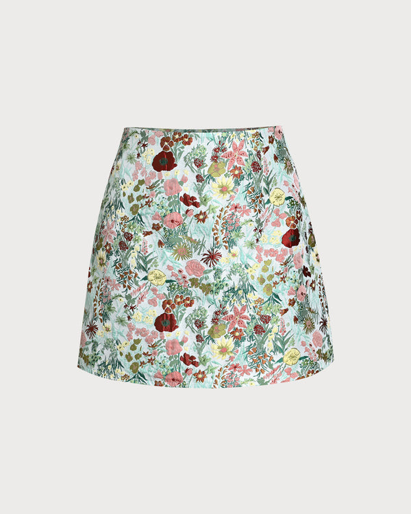 Floral High Waisted A-Line Mini Skirt