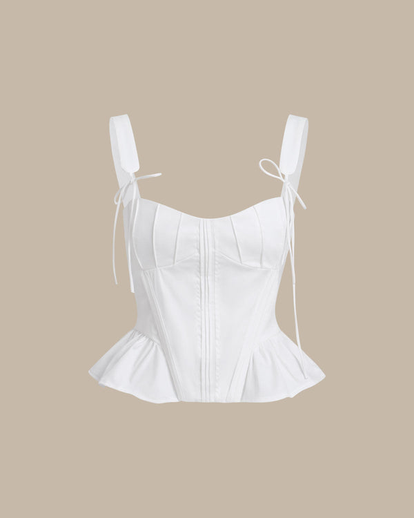 White Ruched Ruffle Cami Top