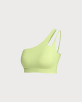 Green Cropped One Shoulder Yoga Cami Top - Light Support