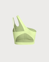Green Cropped One Shoulder Yoga Cami Top - Light Support