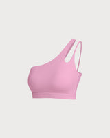 Pink Cropped One Shoulder Yoga Cami Top - Light Support