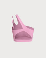 Pink Cropped One Shoulder Yoga Cami Top - Light Support