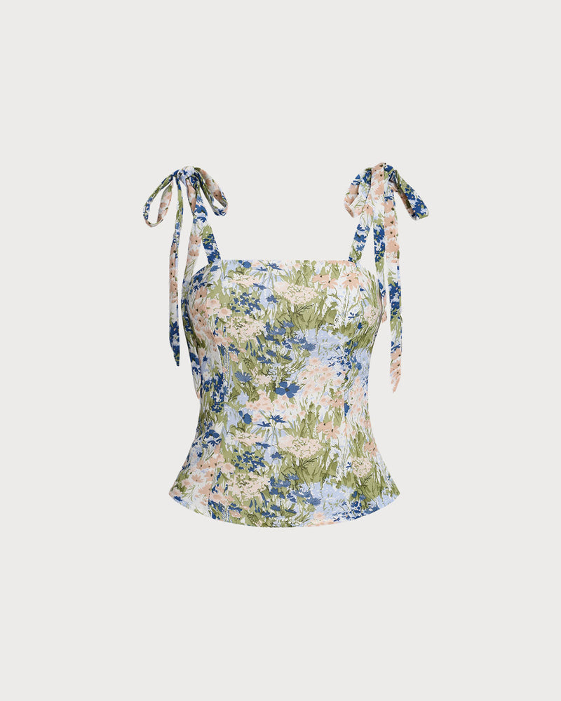 Green Floral Bohemian Camis