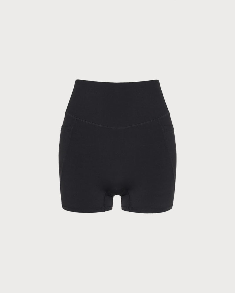 Black Pocket High Waisted Yoga Shorts