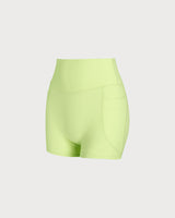 Green Pocket High Waisted Yoga Shorts