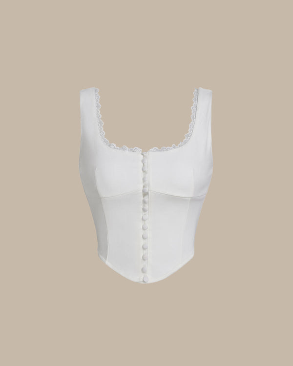 White U Neck Lace Tank Top