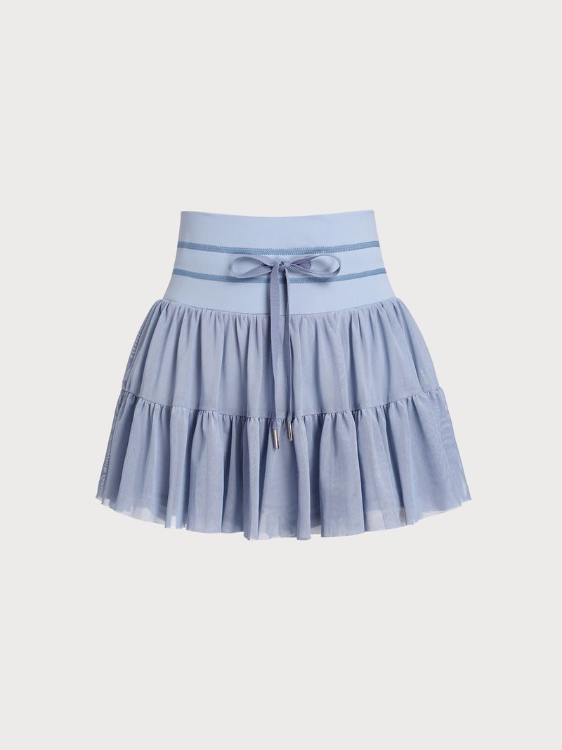Blue Mesh High Stretch Yoga Skirt