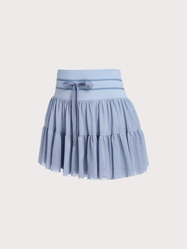 Blue Mesh High Stretch Yoga Skirt