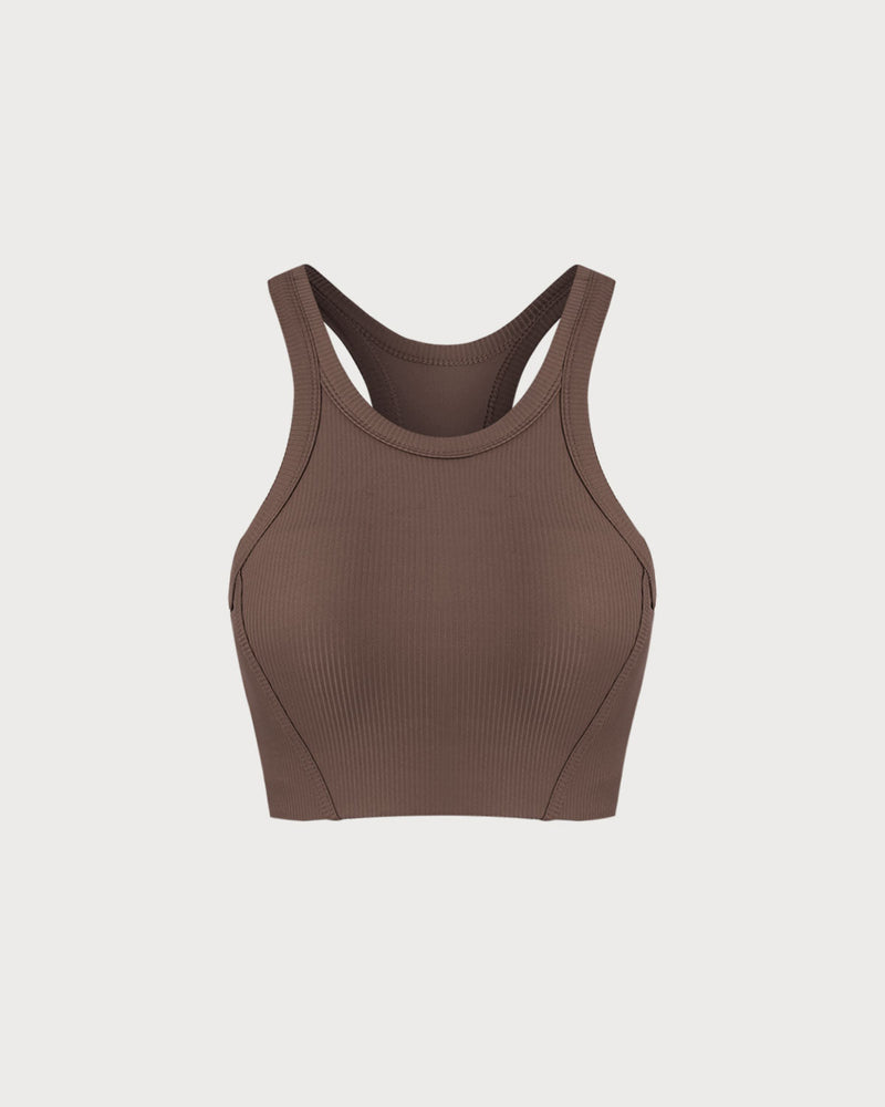 Brown I-back Yoga Tank Top