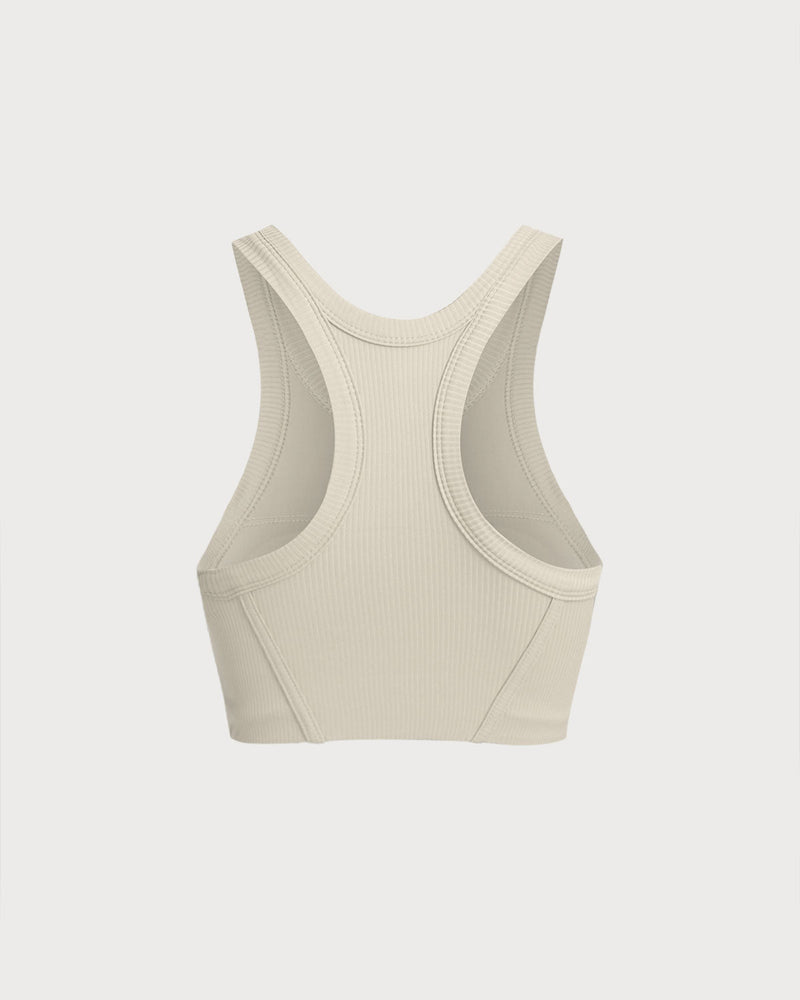 Beige I-back Yoga Tank Top