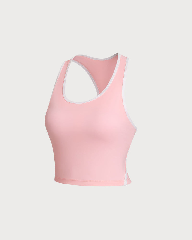 Pink Scoop Neck Yoga Tank Top - Light Support