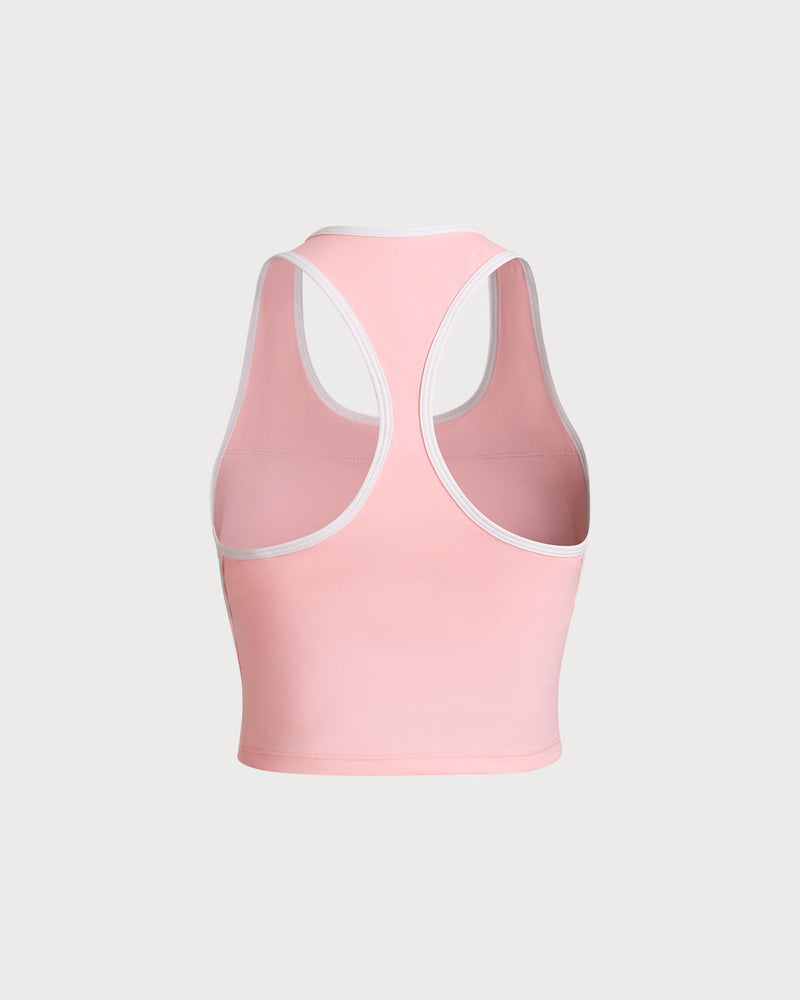 Pink Scoop Neck Yoga Tank Top - Light Support