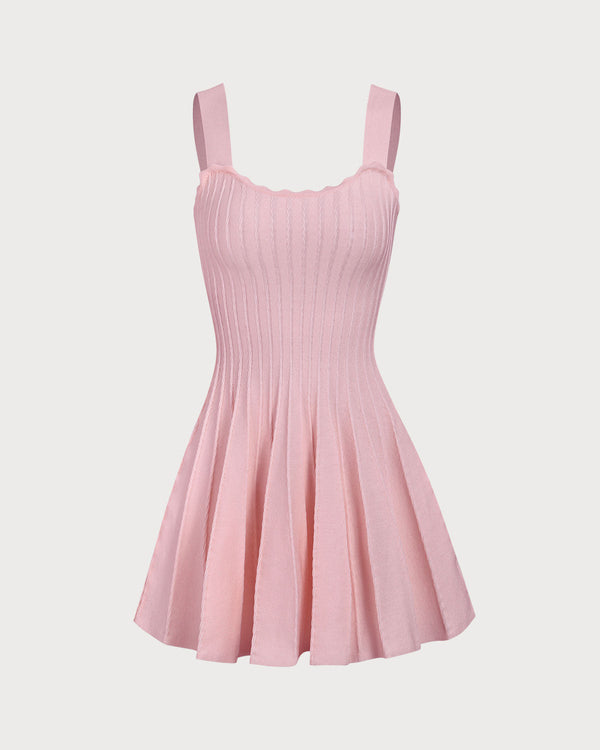 Pink Knitted Slip Sweater Dress