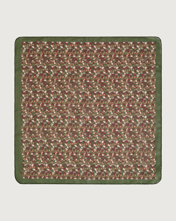 Green Floral Square Scarf