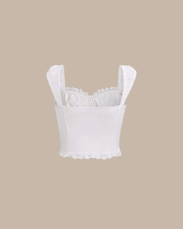 White Lace Tie Front Cropped Tank Top