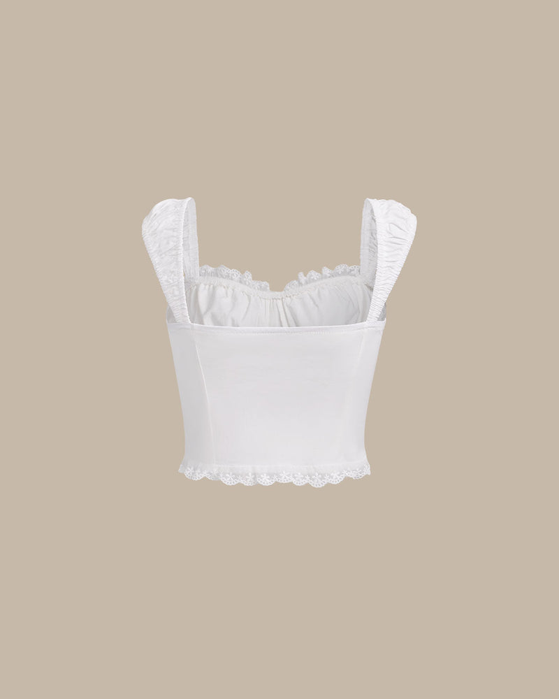 White Lace Tie Front Cropped Tank Top